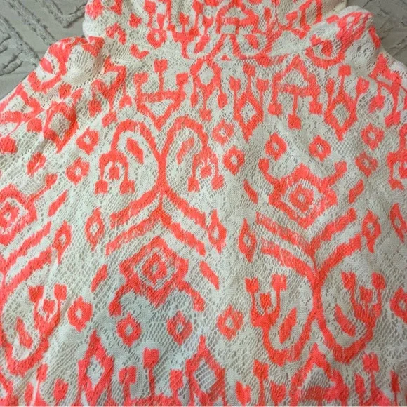 Bethany Mota Neon Coral & Cream A Line Skater Dress | S - Picture 2 of 6